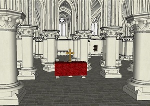 教堂内部空间设计SU(草图大师)模型