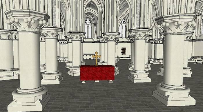 教堂内部空间设计su模型(1)