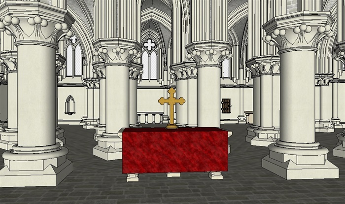 教堂内部空间设计su模型(2)