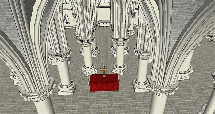 教堂内部空间设计su模型(3)