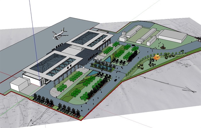 机场详细建筑设计su模型(1)