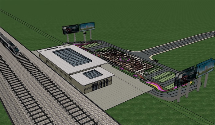 火车站广场建筑设计su模型(3)