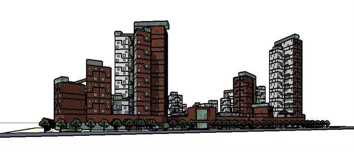 现代风格综合社区综合建筑设计su模型(5)