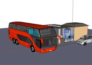 公共汽车站建筑SU(草图大师)模型