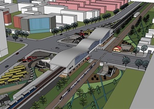 某轻轨站建筑及景观设计SU(草图大师)模型