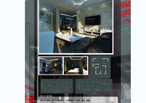 现代住宅室内空间毕业设计psd展板