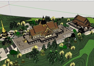泰式寺庙独特建筑SU(草图大师)模型