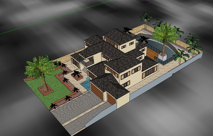 某中式别墅建筑模型(1)