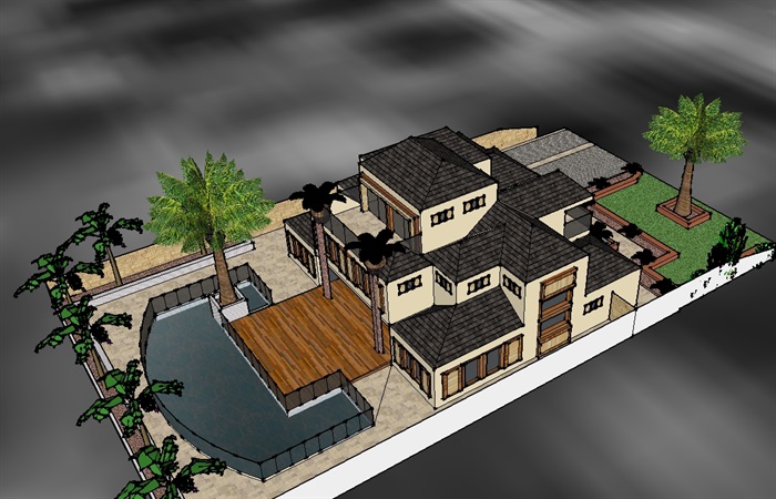 某中式别墅建筑模型(3)