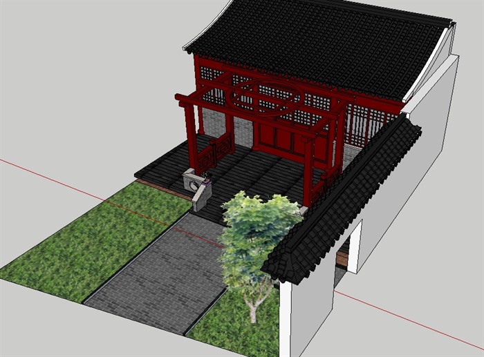 中式庭院花园简单设计模型(2)