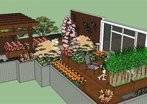 现代风格住宅花园景观设计Su模型