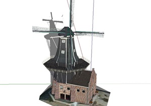 风车屋建筑SU(草图大师)模型