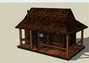 东南亚防腐木住宅木屋模型