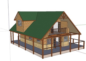 欧式防腐木木屋别墅设计模型
