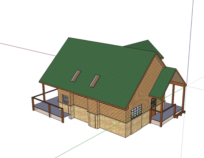 欧式防腐木木屋别墅设计模型(3)