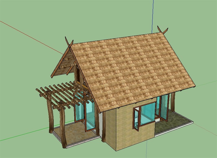 精致的防腐木木屋住宅建筑模型(2)