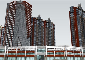 现代建筑居住区SU(草图大师)模型规划设计