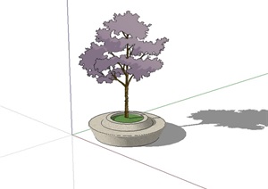 圆形水泥树池设计SU(草图大师)模型