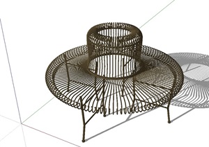 现代铁艺树池坐凳设计SU(草图大师)模型