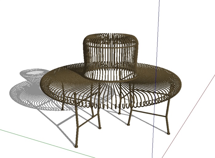 现代铁艺树池坐凳设计su模型(2)