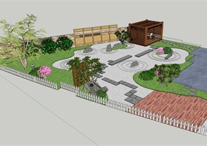 现代风格景观庭院绿化SU(草图大师)模型