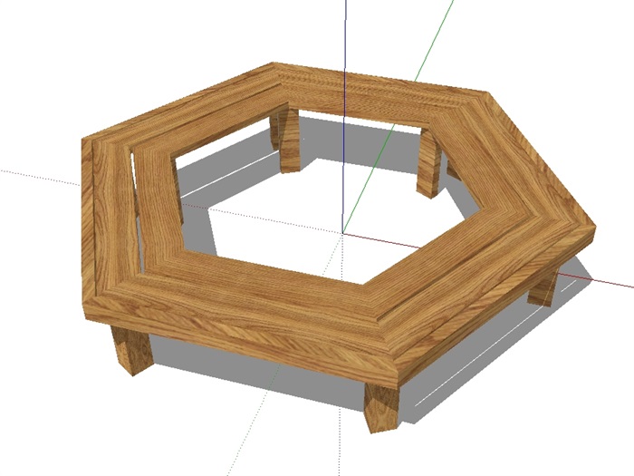 树池花池木质坐凳设计su模型(1)