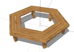 树池花池木质坐凳设计SU(草图大师)模型