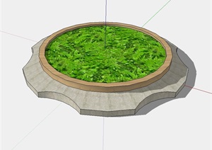 树池花池 圆形设计SU(草图大师)模型