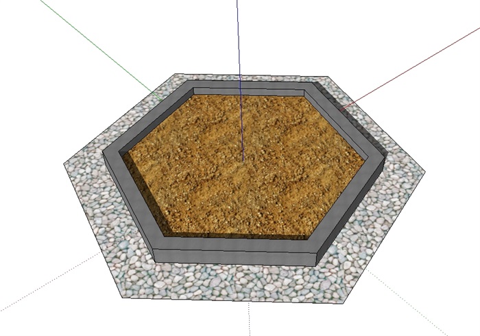 六边形详细树池花池设计su模型(2)