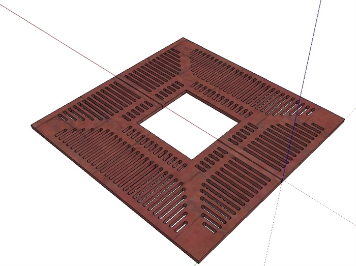 现代方形树池花池盖板设计su模型(3)