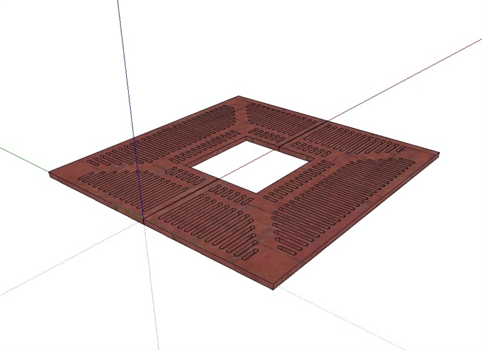 现代方形树池花池盖板设计su模型(2)