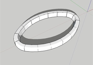 椭圆形简单的树池设计SU(草图大师)模型
