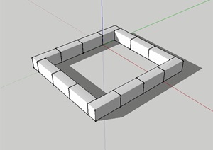 方形简单的树池设计SU(草图大师)模型