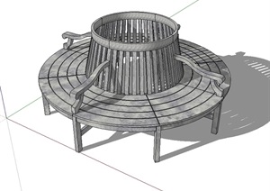 现代树池详细坐凳设计SU(草图大师)模型