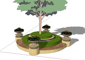 某欧式详细的树池花钵素材设计SU(草图大师)模型