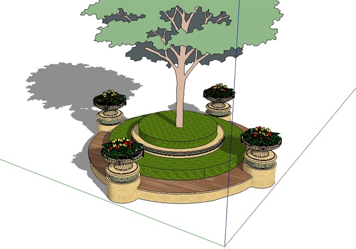 某欧式详细的树池花钵素材设计su模型(2)
