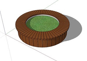 现代圆形详细的树池花池设计SU(草图大师)模型