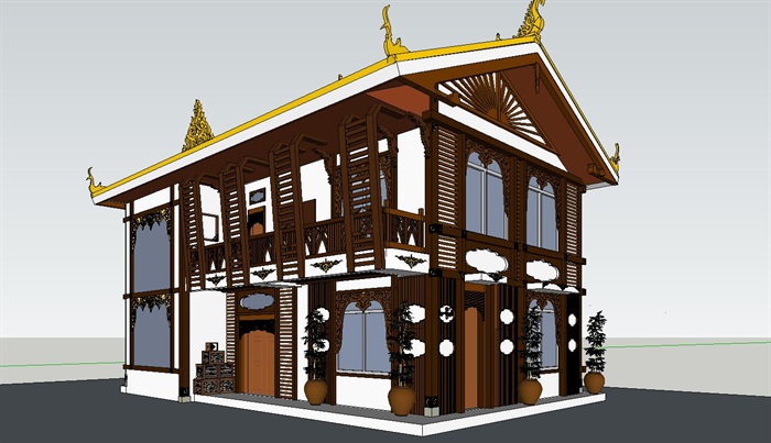 藏式新农村别墅住宅建筑su模型
