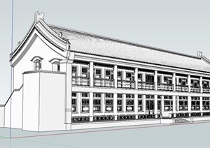 中式多层古建筑报恩楼建筑设计SU(草图大师)模型