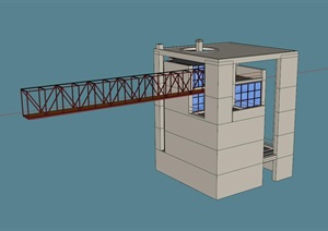 某现代风格建筑吊塔设计SU(草图大师)模型