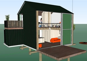 海上景观木屋房子建筑SU(草图大师)模型