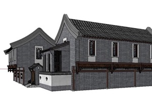 中式民居住宅建筑院落SU(草图大师)模型设计