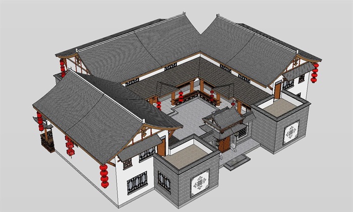 四合院建筑住宅详细模型设计