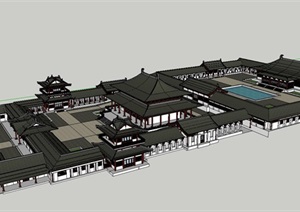古建寺庙庙宇建筑的SU(草图大师)模型