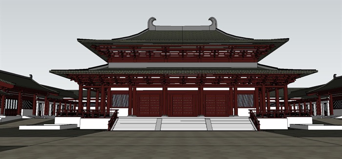 古建寺庙庙宇建筑的SU模型