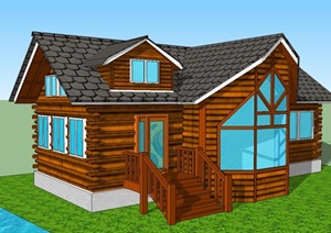 美国小木屋住宅建筑SU(草图大师)模型