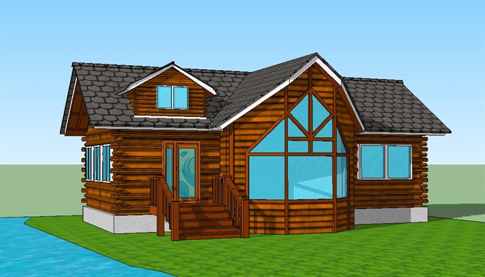 美国小木屋住宅建筑SU模型