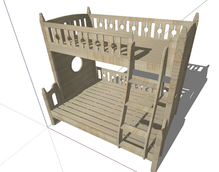 木质详细完整的高低床SU模型(1)
