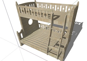 木质详细完整的高低床SU(草图大师)模型