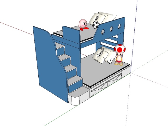 室内完整高低床SU模型(1)